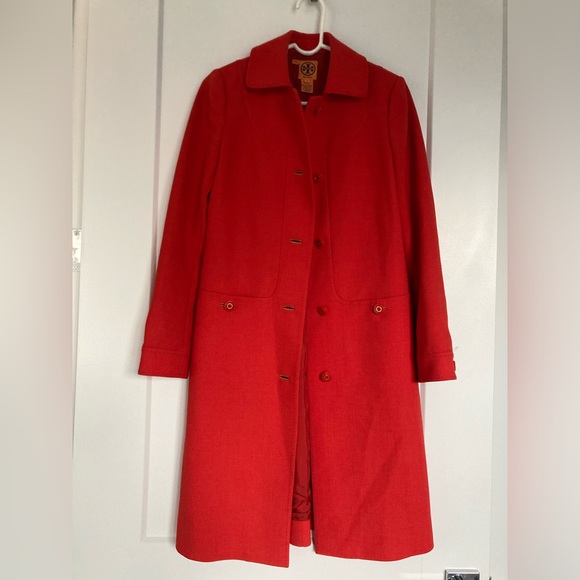 Tory Burch Jackets & Blazers - Tory Burch vintage Vibrant chic timeless bold Red Trench Coat